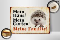 Holzschild Tiere 30x20cm Igel mein Haus Garten Familie