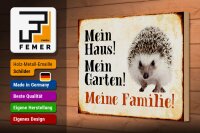 Holzschild Tiere 30x20cm Igel mein Haus Garten Familie