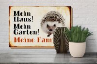 Holzschild Tiere 30x20cm Igel mein Haus Garten Familie