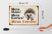 Holzschild Tiere 30x20cm Igel mein Haus Garten Familie