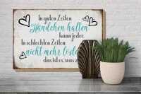 Holzschild Spruch 30x20cm in guten Zeiten Händchen halten