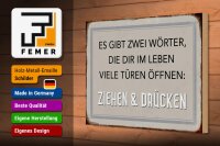 Holzschild Spruch 30x20cm gibt zwei Wörter Ziehen Drücken