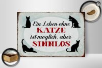 Holzschild Spruch 30x20cm Leben ohne Katze sinnlos