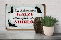 Holzschild Spruch 30x20cm Leben ohne Katze sinnlos