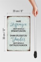 Holzschild Spruch 20x30cm habe Hoffnungen nie Erwartungen