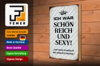 Holzschild Spruch 20x30cm ich war schön reich dann Wecker