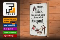 Holzschild Spruch 20x30cm Glück nicht kaufen shoppen