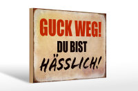 Holzschild Spruch 30x20cm guck weg du bist hässlich