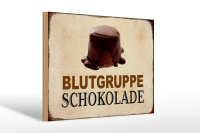 Holzschild Spruch 30x20cm Blutgruppe Schokolade Schild