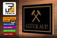 Holzschild Spruch 30x20cm Glück auf Hammer Bergbau