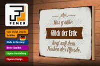 Holzschild Spruch 30x20cm Glück der Erde auf Rücken Pferde