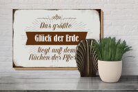 Holzschild Spruch 30x20cm Glück der Erde auf Rücken Pferde