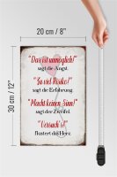 Holzschild Spruch 20x30cm Angst Erfahrung Zweifel Herz