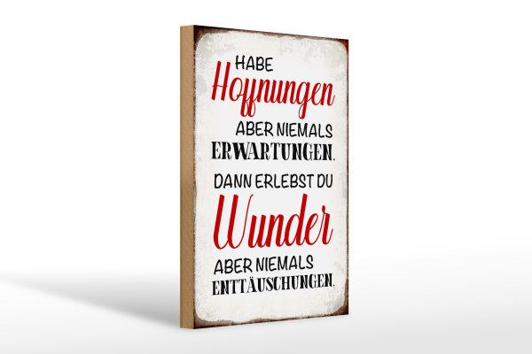 Holzschild Spruch 20x30cm habe Hoffnung Erwartungen Wunder