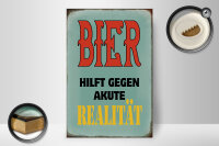 Holzschild Spruch 20x30cm Bier hilft gegen akute Realität