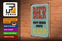 Holzschild Spruch 20x30cm Bier hilft gegen akute Realität