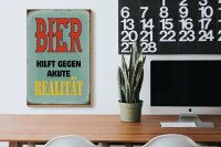 Holzschild Spruch 20x30cm Bier hilft gegen akute Realität
