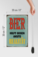 Holzschild Spruch 20x30cm Bier hilft gegen akute Realität