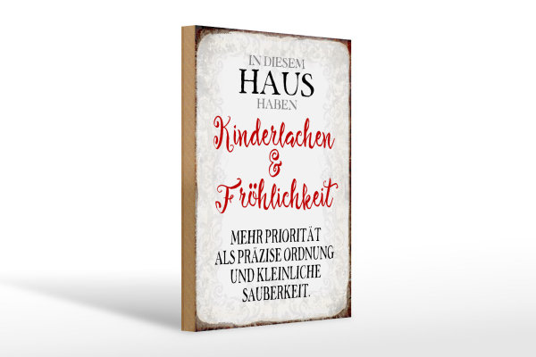 Holzschild Spruch 20x30cm in diesem Haus Kinderlachen