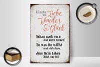 Holzschild Spruch 20x30cm glaube an Liebe Wunder Glück