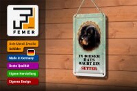 Blechschild Hund 12x18cm in diesem Haus wacht ein Setter