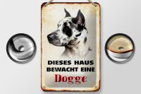 Blechschild Hund 12x18cm dieses Haus bewacht eine Dogge