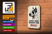 Blechschild Hund 12x18cm dieses Haus bewacht eine Dogge