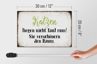 Holzschild Spruch 30x20cm Katzen liegen nicht faul rum