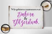 Holzschild Spruch 30x20cm Einhorn und Glitzerstaub
