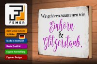 Holzschild Spruch 30x20cm Einhorn und Glitzerstaub