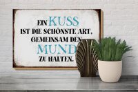 Holzschild Spruch 30x20cm ein Kuss ist schönste Art