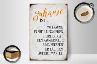 Holzschild Spruch 20x30cm Zuhause ist wo Träume Lächeln