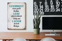Holzschild Spruch 20x30cm Gesundheit Liebe Lachen Medizin
