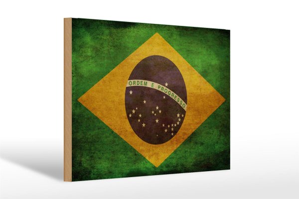 Holzschild Flagge 30x20cm Brasilien Schild