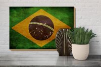 Holzschild Flagge 30x20cm Brasilien Schild