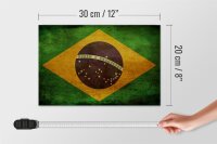 Holzschild Flagge 30x20cm Brasilien Schild