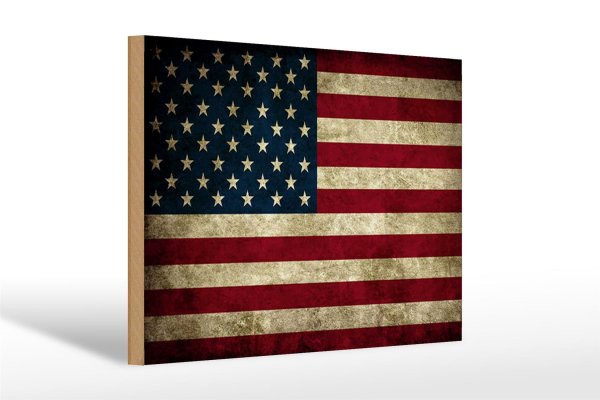 Holzschild Flagge 30x20cm Vereinigte Staaten Amerika USA