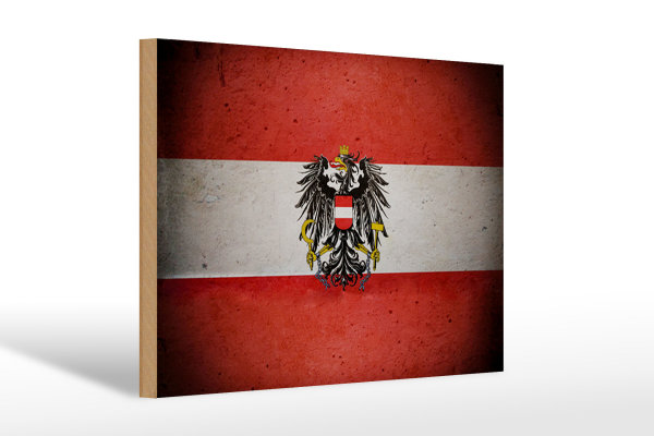 Holzschild Flagge 30x20cm Österreich Fahne Wappen