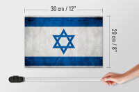 Holzschild Flagge 30x20cm Israel Fahne Wanddeko