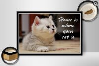 Holzschild Spruch 30x20cm Katze Home is where your cat