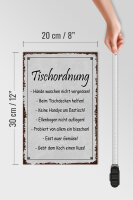 Holzschild Spruch 20x30cm Tischordnung Hände waschen