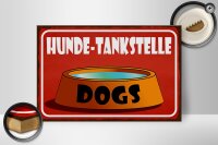 Holzschild Hinweis 30x20cm Hunde Tankstelle Dogs