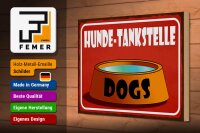 Holzschild Hinweis 30x20cm Hunde Tankstelle Dogs