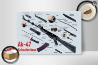 Holzschild Gewehr 30x20cm AK-47 Kalaschnikow Einzelteile