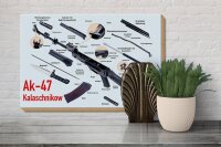 Holzschild Gewehr 30x20cm AK-47 Kalaschnikow Einzelteile