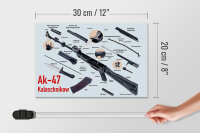 Holzschild Gewehr 30x20cm AK-47 Kalaschnikow Einzelteile