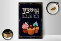 Holzschild Spruch 20x30cm Cupcake Keep Calm and live on