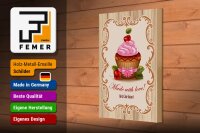 Holzschild Essen 20x30cm best Cupcake award with Love