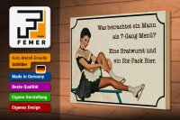 Holzschild Spruch 30x20cm 7-Gang-Menü Mann Wurst Bier