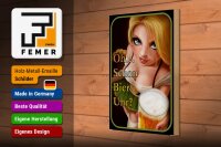 Holzschild Spruch 20x30cm Pinup Oh schon Bier Uhr